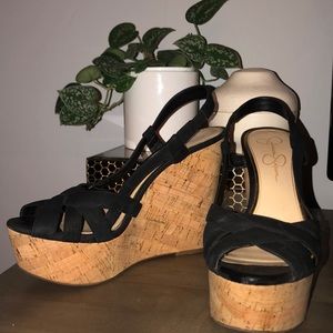 Jessica Simpson black wedges